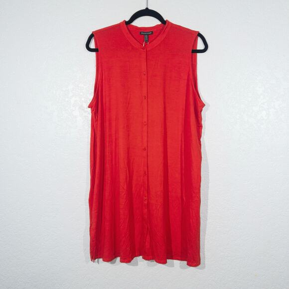 NWT Eileen‎ Fisher Lava Red Jersey Knit Tank Dress Size XL - Picture 1 of 7